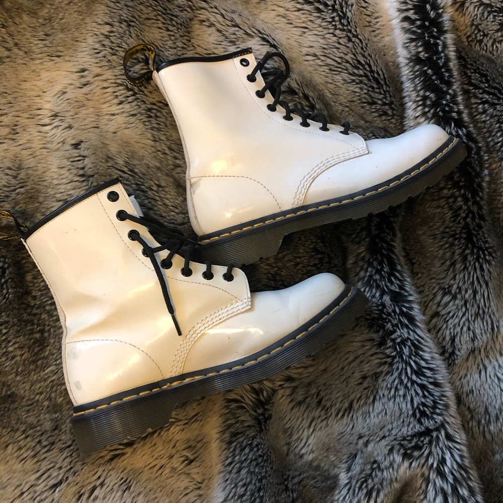 Women’s White Glossy Doc Martens